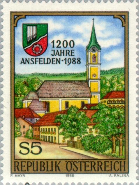 Townscape of Ansfelden & coat of arms