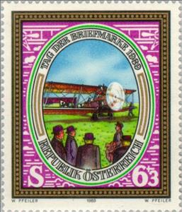 Stamp, Airmail plane Hansa-Brandenburg C I, Austria,  , Postal Services, Postal Traffic, Philately, Stamp Day, Aviation, Aircrafts