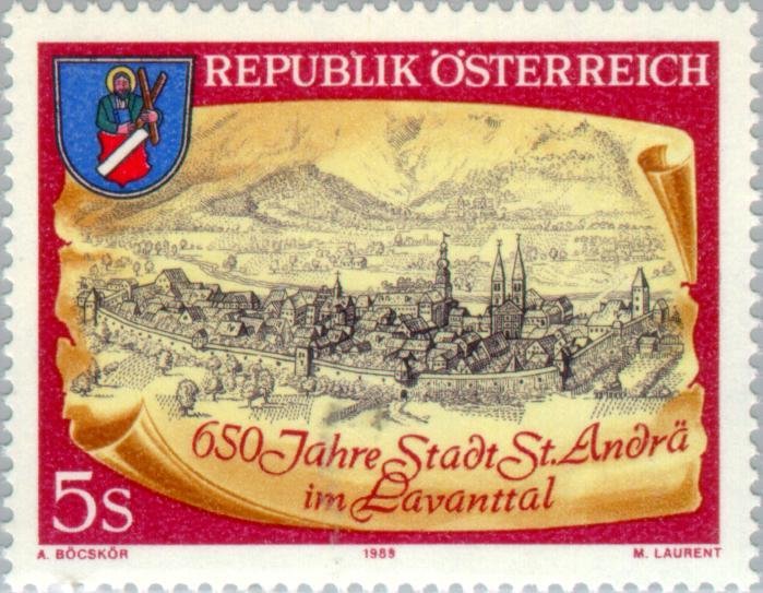 Townscape of St. Andrä im Lavanttal & coat of arms