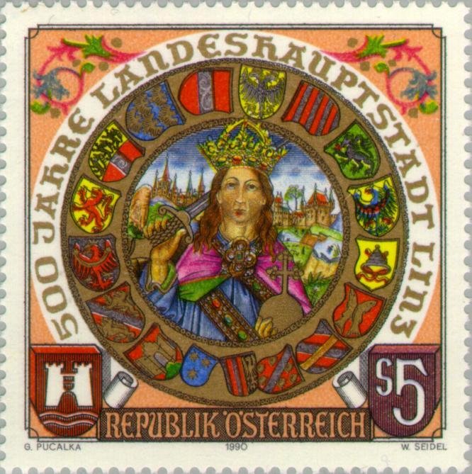 Emperor Frederick III & coat of arms, miniature