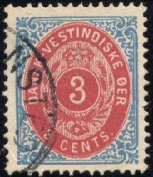 Stamp, Numeral of value, Danish West Indies,  