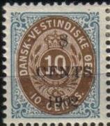 Stamp, Numeral of value, Danish West Indies,  
