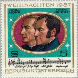 Stamp, Josef Mohr (1792-1848) & Xaver Gruber (1787-1863) songwriter, Austria,  , Music, Christmas, Feasts, Composers, Musicians