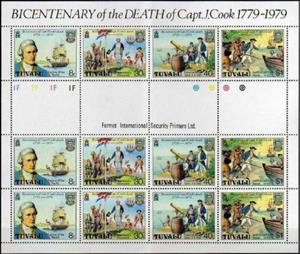 Mini Sheet, Bicentenary of the death of Capitan James Cook, Tuvalu,  