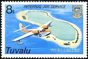 Stamp, Grumman Goose over Nukulaelae, Tuvalu,  , Islands