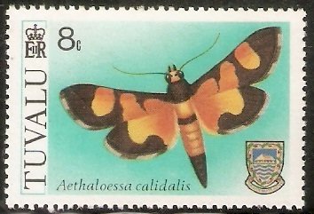 Stamp, Moth (Aethaloessa calidalis), Tuvalu,  , Insects, Butterflies, Animals (Fauna)
