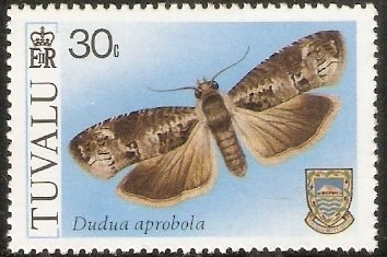 Stamp, Moth (Dudua aprobola), Tuvalu,  , Insects, Butterflies, Animals (Fauna)