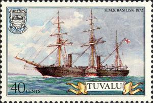 Stamp, Basilisk, 1872, Tuvalu,  , Ships