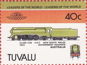Stamp, Class C38 4-6-2 (1943), Tuvalu,  , Railways