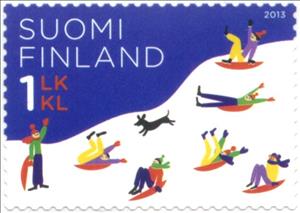 Stamp, Sledging, Finland,  , Winter, Children's Play