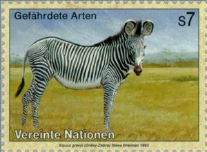 Stamp, Grevy's Zebra (Equus grevyi), UNO Vienna,  , Mammals, Zebras, Animals (Fauna)