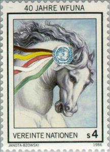 Stamp, W.F.U.N.A., UNO Vienna,  , Paintings, Anniversaries and Jubilees