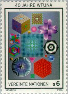 Stamp, W.F.U.N.A., UNO Vienna,  , Paintings, Anniversaries and Jubilees
