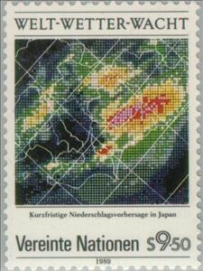 Stamp, Meteorological service, UNO Vienna,  , Cartography, Maps, Meteorology