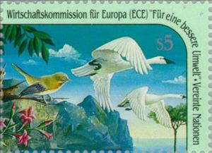 Stamp, Whooper Swan (Cygnus cygnus), Bird, UNO Vienna,  , Birds, Mountains, Animals (Fauna)
