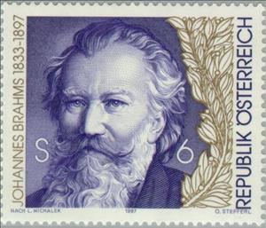Stamp, Johannes Brahms, centenary of his death, Austria,  , Music, Composers
