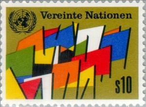 Stamp, Flags, symbols and buildings, UNO Vienna,  , Flags