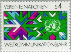 Stamp, Int. Communications Year, UNO Vienna,  , Special Occasions, Communication, Telecommunication, International Years
