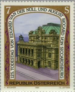 Stamp, State Opera, Vienna by Van der Nüll & Siccard v Siccardsburg, Austria,  , Architecture, Operas, Art