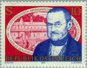Stamp, Charles Sealsfield (1793-1864) writer, Austria,  , Authors