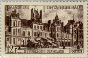 Stamp, Castle Fontainebleau (The court farewell), France,  , Tourism, Palaces, Buildings