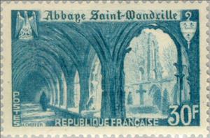 Stamp, Abbey of Saint Wandrille, France,  , Tourism, Buildings, Churches - Cathedrals - Basilicas - Chapels