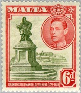 Stamp, Statue of Manoel de Vilhena, Malta,  , Heads of State, Statues, Kings