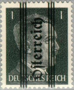 Stamp, Overprint German stamp Hitler, Austria,  , Heads of State