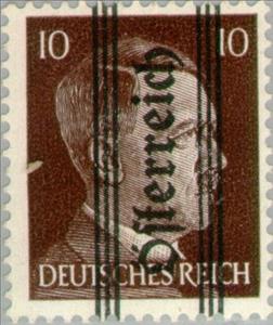 Stamp, Overprint German stamp Hitler, Austria,  , Heads of State