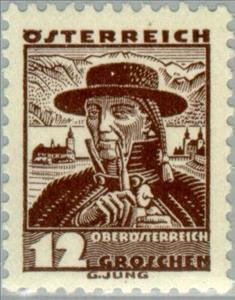 Stamp, Farmer from Traun, Upper Austria, Austria,  , Folklore, Agriculture, Suits and Costumes