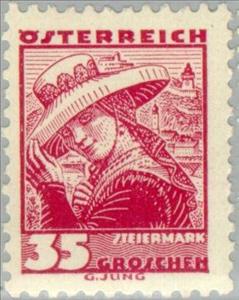 Stamp, Girl from Alt-Aussee, Styria, Austria,  , Folklore, Suits and Costumes