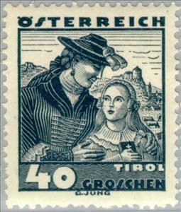 Stamp, Women from the Lower Inn Valley, Tyrol, Austria,  , Folklore, Suits and Costumes