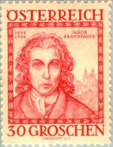 Stamp, Jakob Prandtauer (1660-1726) architect, Austria,  , Architects