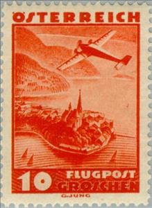 Stamp, Aircraft over Maria-Wörth, Kärnten, Austria,  , Landscapes, Aviation, Aircrafts