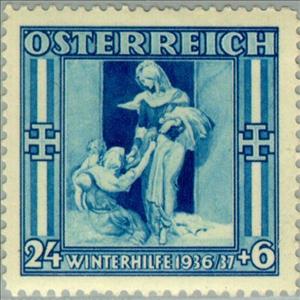 Stamp, Holy Elisabeth spending bread, Austria,  , Mammals, Horses, Saints, Animals (Fauna)