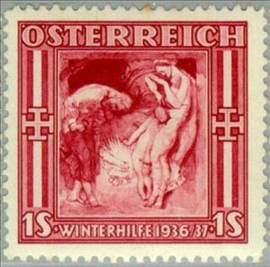 Stamp, Heating spending to the poor, Austria,  , Fire and Flames