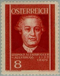 Stamp, Leopold Auenbrugger von Auenbrugg (1722-1809) physician, Austria,  , Healthcare, Physicians