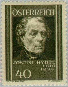 Stamp, Joseph Hyrtl (1810-94) anatomist, Austria,  , Healthcare, Physicians