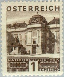 Stamp, National Library, Vienna, Austria,  , Landscapes, Libraries, Buildings