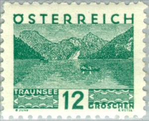Stamp, Traunsee, Upper Austria - small format, Austria,  , Landscapes, Rowing Boats, Lakes