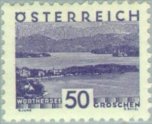 Stamp, Wörthersee, Kärnten - small format, grey violet, Austria,  , Landscapes, Lakes
