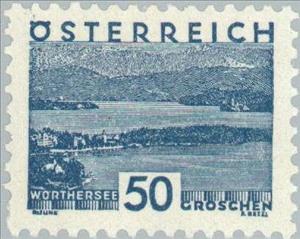 Stamp, Wörthersee, Kärnten - small format, dull blue, Austria,  , Landscapes, Lakes