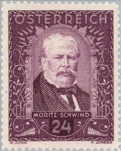Stamp, Moritz von Schwind (1804-71) painter, Austria,  , Painters