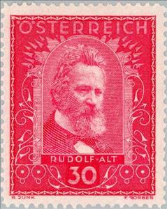 Stamp, Rudolf von Alt (1812-1905) painter, Austria,  , Painters