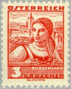 Stamp, Farmers wife on her way to the market, Austria,  , Folklore, Suits and Costumes