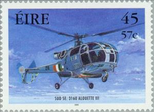 Stamp, Sud SE. 3160 Alouette III, Ireland,  , Military Forces, Helicopters, Aviation, Air Forces, Aircrafts