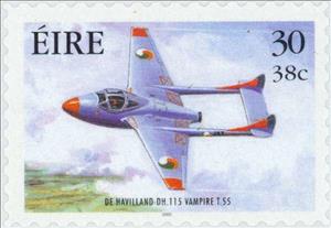 Stamp, De Havilland DH.115 Vampire T55, Ireland,  , Military Forces, Aviation, Air Forces, Aircrafts