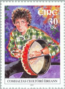 Stamp, Bodhran Player, Ireland,  , Music, Musical Instruments, Musicians