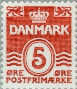 Stamp, Figure 'wave'- type, Denmark,  , Numbers