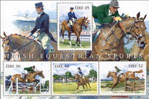 Souvenir Sheet, Irish Equestrian Sports, Ireland,  , Mammals, Sport, Horses, Animals (Fauna), Equestrianism and horse riding